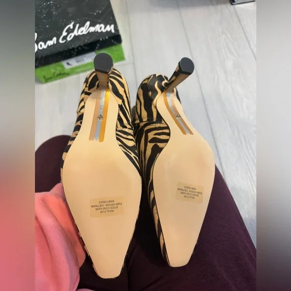 NIB Sam Edelman Women's Samantha Tiger Print calf hair Ankle Boots Size 9 - Picture 4 of 6